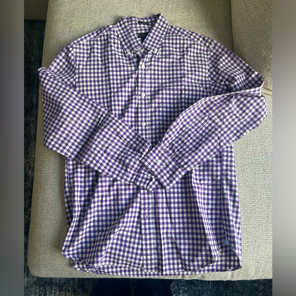JCrew Purple gingham slim fit shirt
